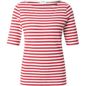 s.Oliver - Shirt - Rood/Wit - Gestreept - Kwartmouw