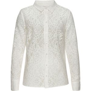 Blouse - Wit - Katoen - Lange Mouwen - Knoopsluiting - Overhemdkraag