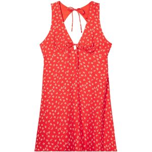 Bershka Jurk  knalrood / wit