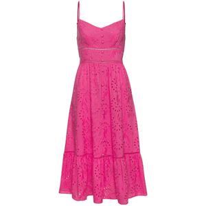 Zomerjurk - Pink - Katoen - V-hals - Spaghettibandjes - Volant