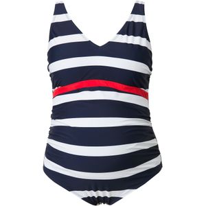 Ulla Popken Badpak  marine / oranje / wit