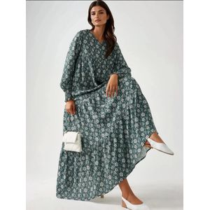 Hiccup Jurk  grijs / groen / spar / wit