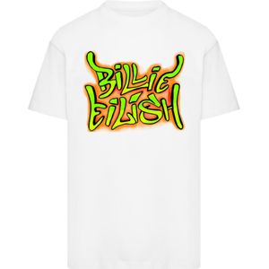 F4NT4STIC Shirt 'Billie Eilish'  neongroen / lichtoranje / wit