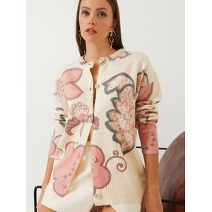 Bianco Lucci Gebreid vest  nude / ecru / grijs / rosa