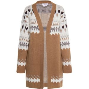 usha - FESTIVAL - Gebreid Vest - Lichtbruin - Lange Mouw - V-hals