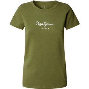 Pepe Jeans - New Virginia - Shirt - Olijfgroen - Ronde Hals