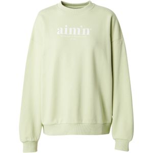 Aim'n Sportief sweatshirt 'Club'  lichtgroen / wit