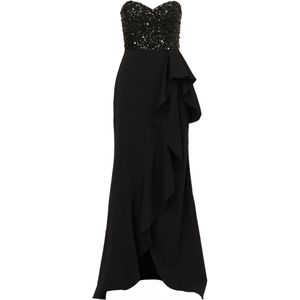 Adrianna Papell Avondjurk 'Strapless Bead Mesh Dress'  zwart