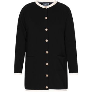 DreiMaster - Maritim - Gebreid Vest - Zwart/Wit - Lange Mouwen