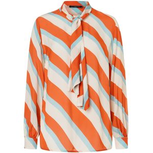 Ana Alcazar Blouse 'Zedana'  lichtblauw / oranje / wit