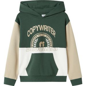 NAME IT - NKMNOLA - Sweatshirt - Beige - Donkergroen - Wit