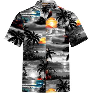 Hawaiihemdshop.de Overhemd 'Night on Hawaii'  grijs