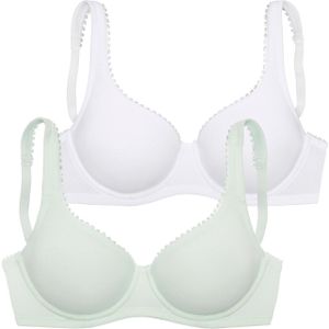 Petite Fleur - T-shirt Bh - Mint + Wit - Zachte Katoenkwaliteit - Set van 2