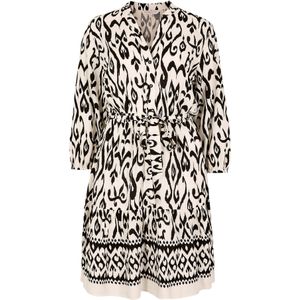 Apricot Jurk 'Ikat'  crème / zwart
