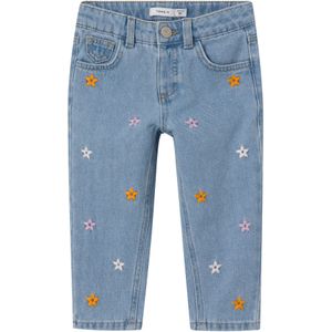 NAME IT MINI Gebloemde Slim Fit Jeans NMFBELLA Light Blue Denim