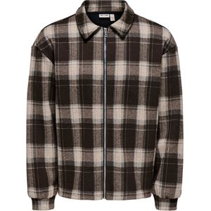 Only & Sons Overhemd 'ONSHENDON'  ecru / beige gemêleerd / donkerbruin