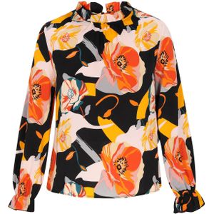 faina Blouse 'Fashion Look'  geel / lichtgrijs / oranje / zwart