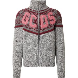 GCDS Gebreid vest 'SNOW'  donkergrijs / pasteloranje / rood