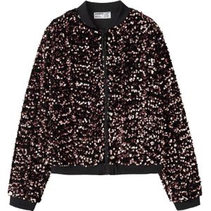 Pailletten - Bomberjack - Hoge Hals - Lange Mouwen - Geribbelde Manchetten - Ritssluiting