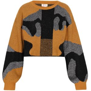 IZIA Trui  camel / zwart / wit