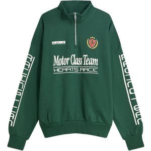 Bershka Sweatshirt 'MOTOR CLASS TEAM'  goudgeel / donkergroen / rood / wit