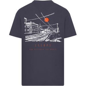 F4NT4STIC Shirt 'Escape Discover the World Town Train Station'  donkerblauw / rood / wit