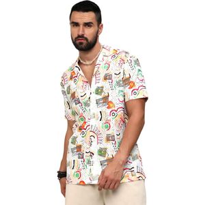 Campus Sutra Overhemd  geel / groen / oranje / zwart / wit