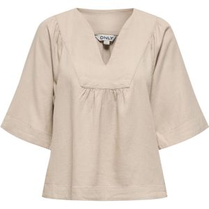 ONLY - ONLCaro - Blouse - Taupe - Losse Pasvorm - Halve Mouw