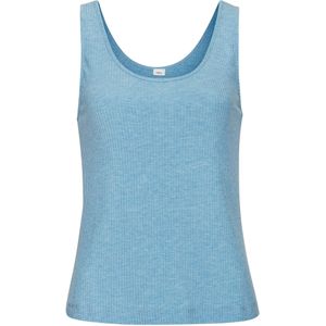 s.Oliver RED LABEL Pyjama Top - Lichtblauw Mêlee - Elastisch Ribmateriaal