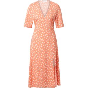 EDITED Jurk 'Anna'  oranje gemêleerd / wit