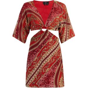 faina Jurk  beige / bruin / rood