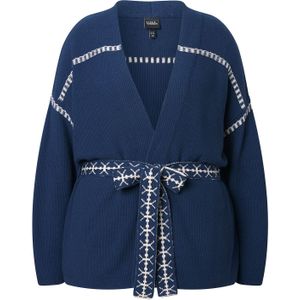 Ulla Popken Gebreid vest  blauw / donkerblauw / wit