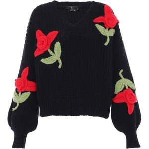 faina Trui  lichtgroen / bloedrood / zwart