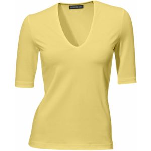 T-shirt - Geel - 90% Polyamide 10% Elastaan - V-hals Korte Mouwen