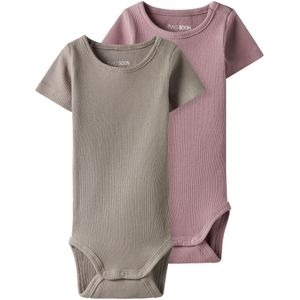 TWO SOON Rompertje/body  mokka / oudroze