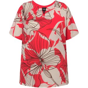 Ulla Popken Shirt  beige / kersrood / zwart