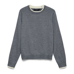 VERO MODA Trui 'VMWONDERFUL'  grijs gemêleerd / wit