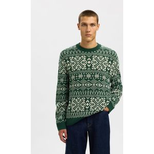 SELECTED Trui  groen / wolwit