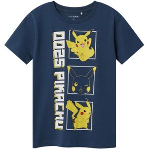 TWO SOON Shirt 'Pokémon'  blauw / geel / rood / wit