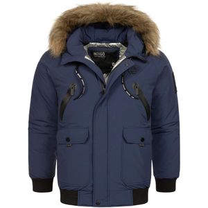 INDICODE JEANS Winterjas ' Zakai '  donkerbeige / blauw / zwart / wit