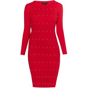 faina Gebreide jurk  rood