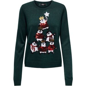 Only - ONLXMAS PENGUIN TREE - Kersttrui - Groen - Lange Mouwen