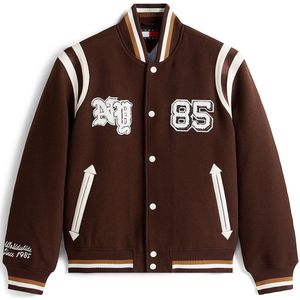 Tommy Jeans Tussenjas 'Best Varsity'  donkerbruin / wit