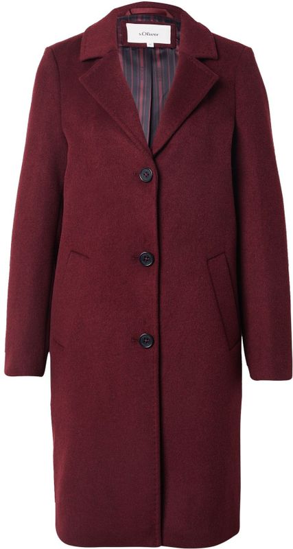 s.Oliver RED LABEL - Lange Jas - Regular Fit - Effen - Met Wol