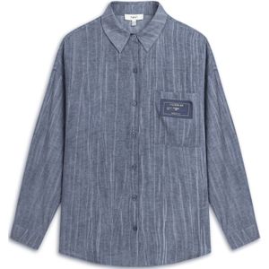 Twist Blouse  blauw denim / wit