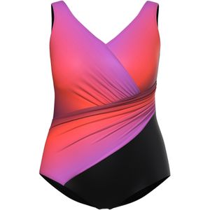 Ulla Popken Badpak  lila / oranje / zwart