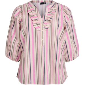 Zizzi Blouse 'Caello'  beige / marine / grijs / pink