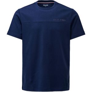 Salsa Jeans - Shirt - Blauw - Jersey - Ronde Hals - Kwartmouw