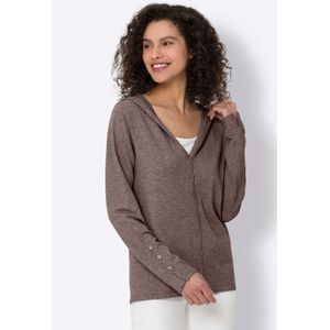 Dunkertaupe Mêlee Sweatvest - Knoopsluiting - Lange Mouwen - 50% Viscose