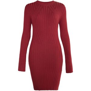 faina Gebreide jurk  wijnrood